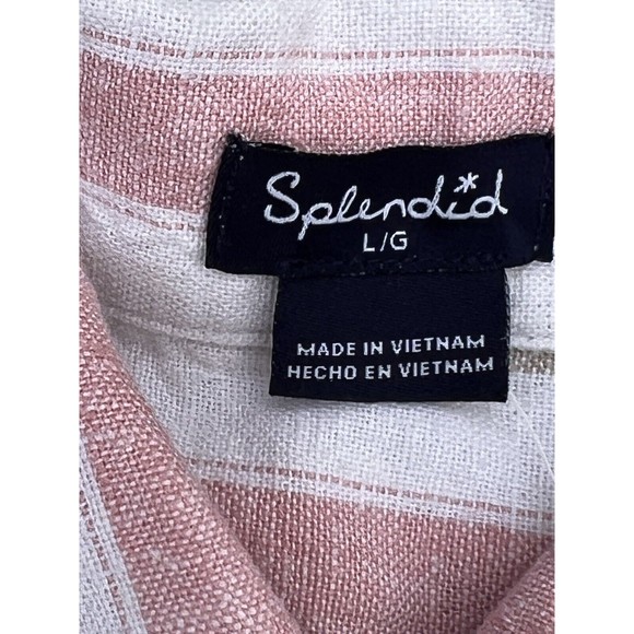 Splendid Stripe Top Women's Large Cream Pink Tan Sleeveless Rayon Button Top New - Picture 3 of 12